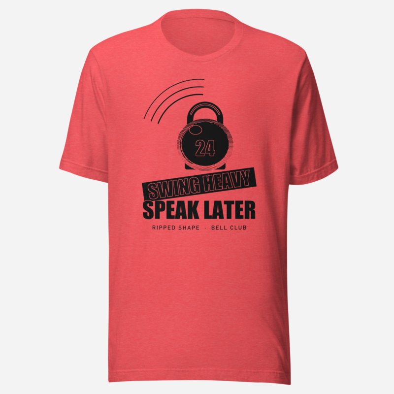 Ripped Shape Swing Heavy Speak Later Strength Division Tee in Heather Red