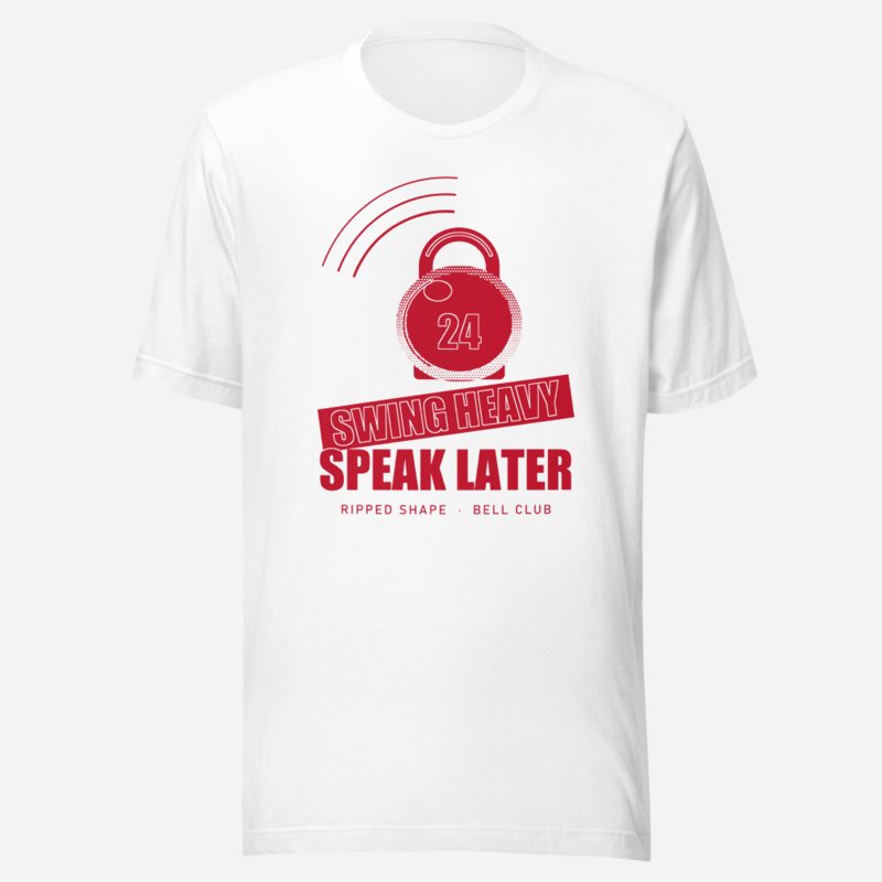 Ripped Shape Swing Heavy Speak Later Strength Division Tee White