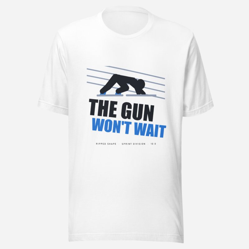 Ripped Shape The Gun Won't Wait Strength Division Tee White