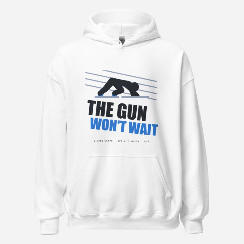 Ripped Shape The Gun Won't Wait Strength Division Hoodie in White