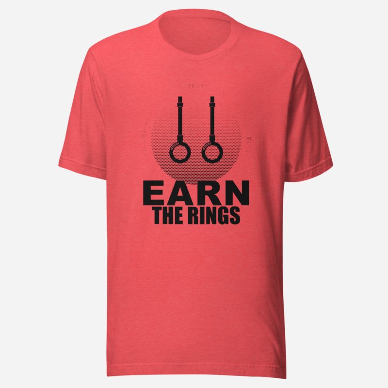 Ripped Shape Earn The Rings Strength Division Tee in Heather Red