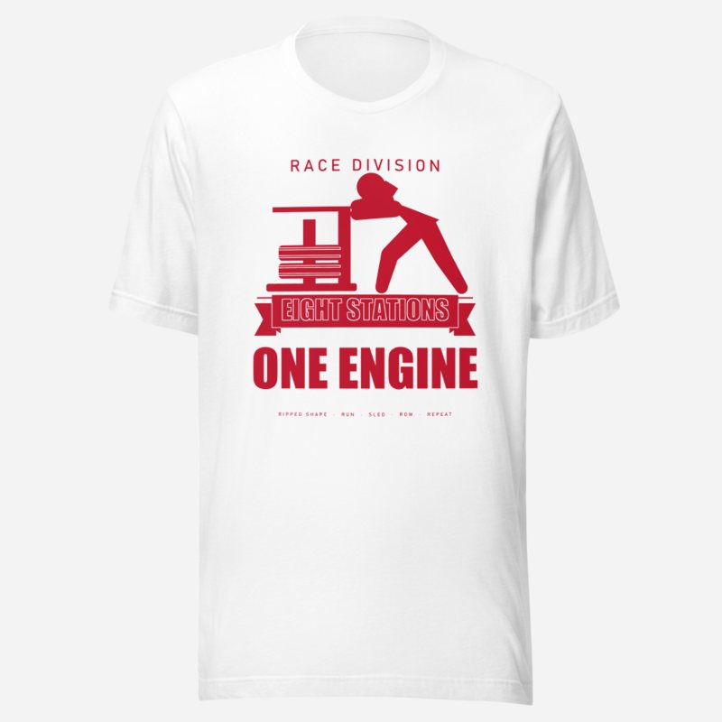Ripped Shape Eight Stations One Engine Strength Division Tee White
