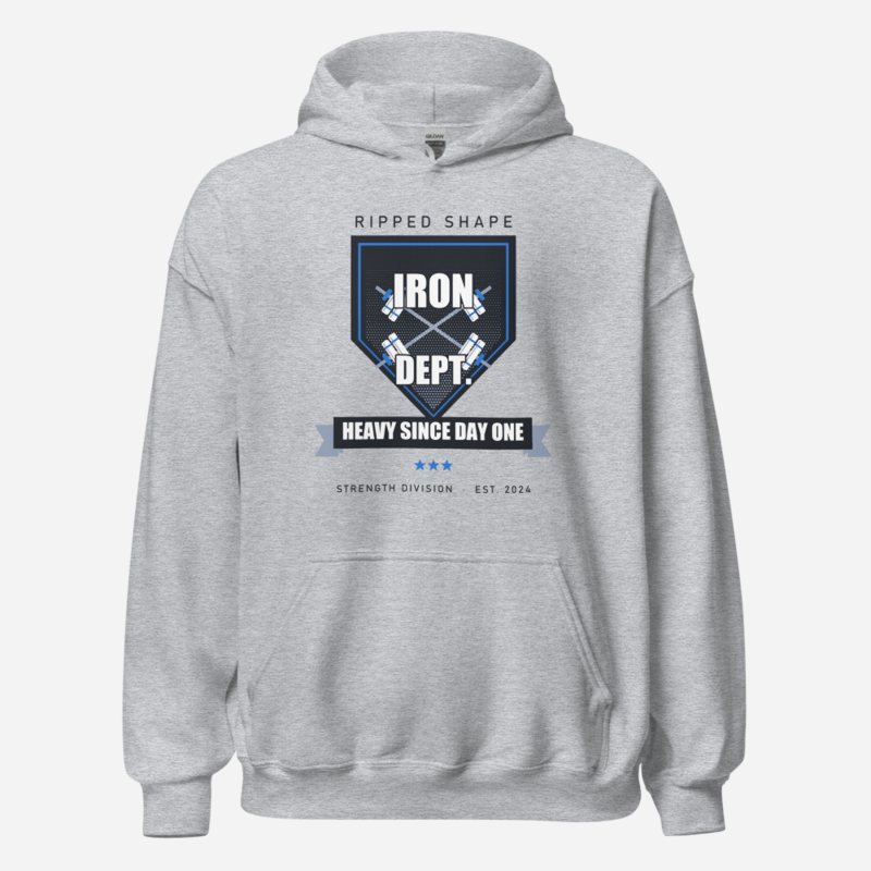 Ripped Shape Iron Dept. Crest Strength Division Hoodie Sport Grey