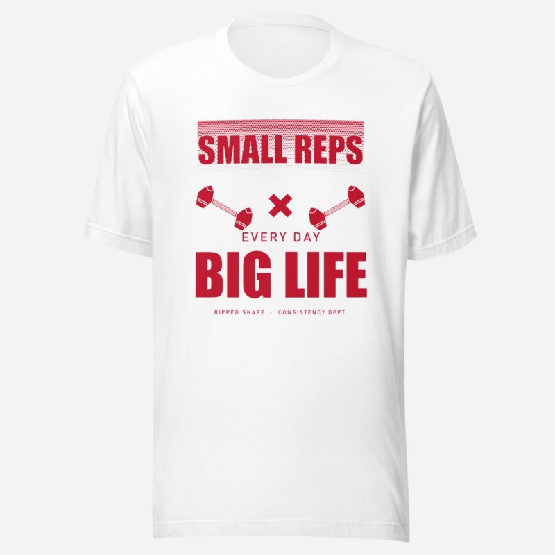 Ripped Shape Small Reps Big Life Strength Division Tee White