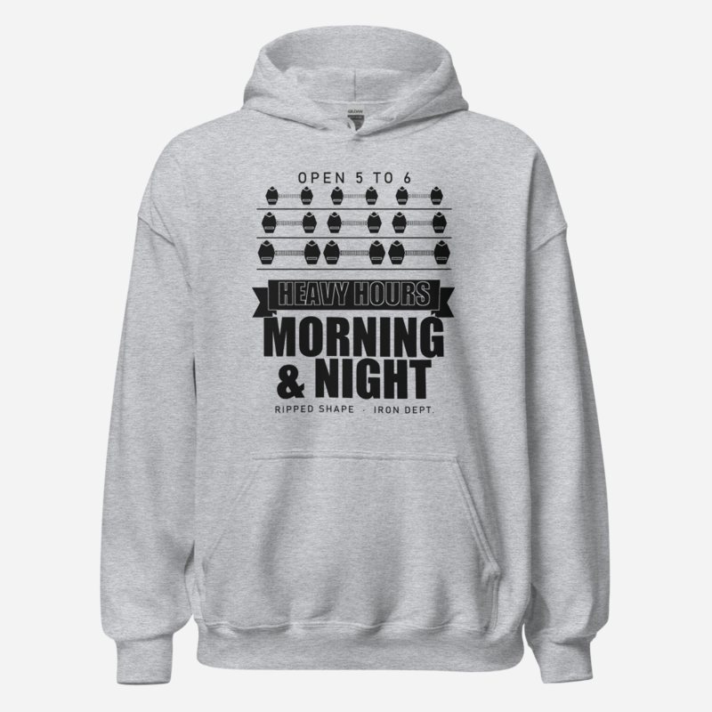 Ripped Shape Heavy Hours Strength Division Hoodie in Sport Grey