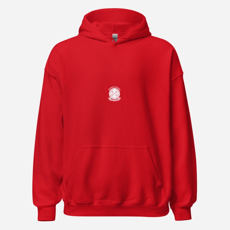Ripped Shape Barbell Crest Hoodie Red