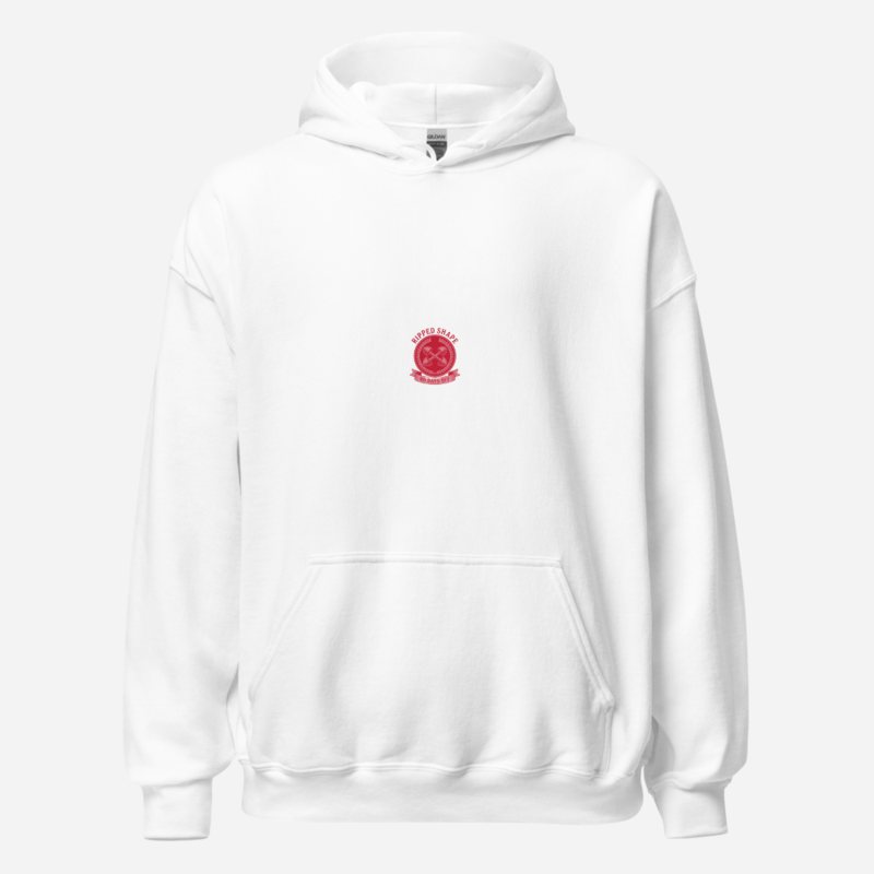 Ripped Shape Barbell Crest Hoodie White