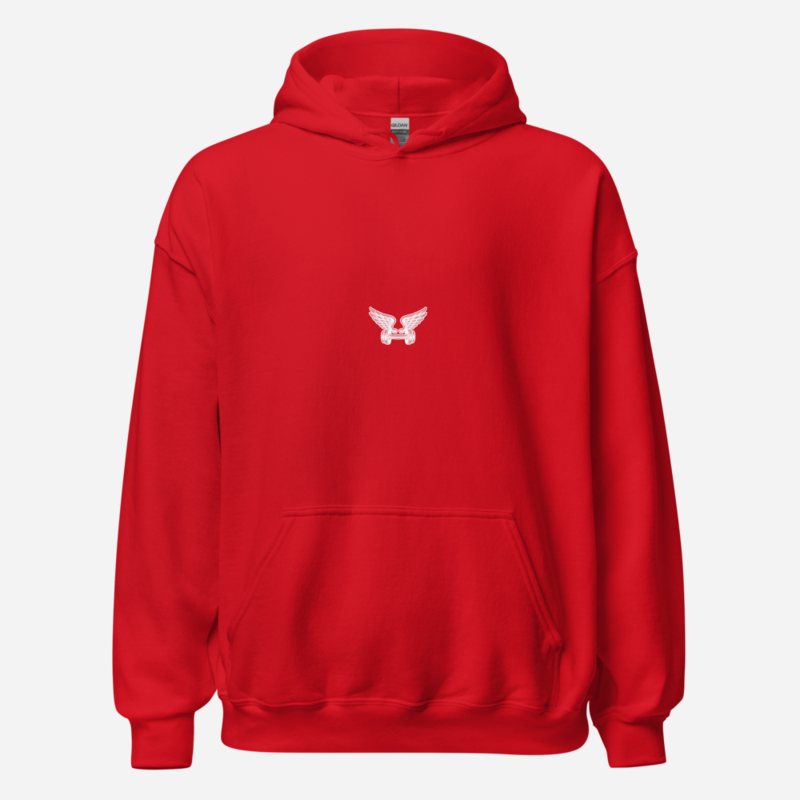 Ripped Shape Winged Dumbbell Icon Hoodie Red