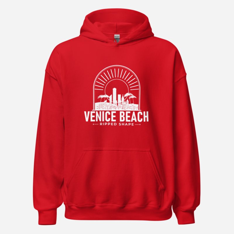 Ripped Shape Venice Beach Sunset Hoodie Red
