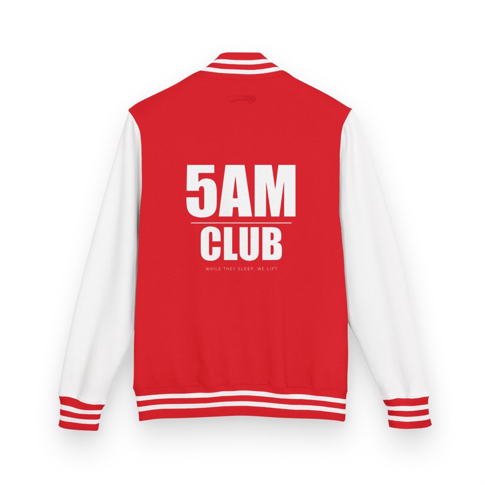 Ripped Shape 5AM Club Varsity Jacket Fire Red/Arctic White