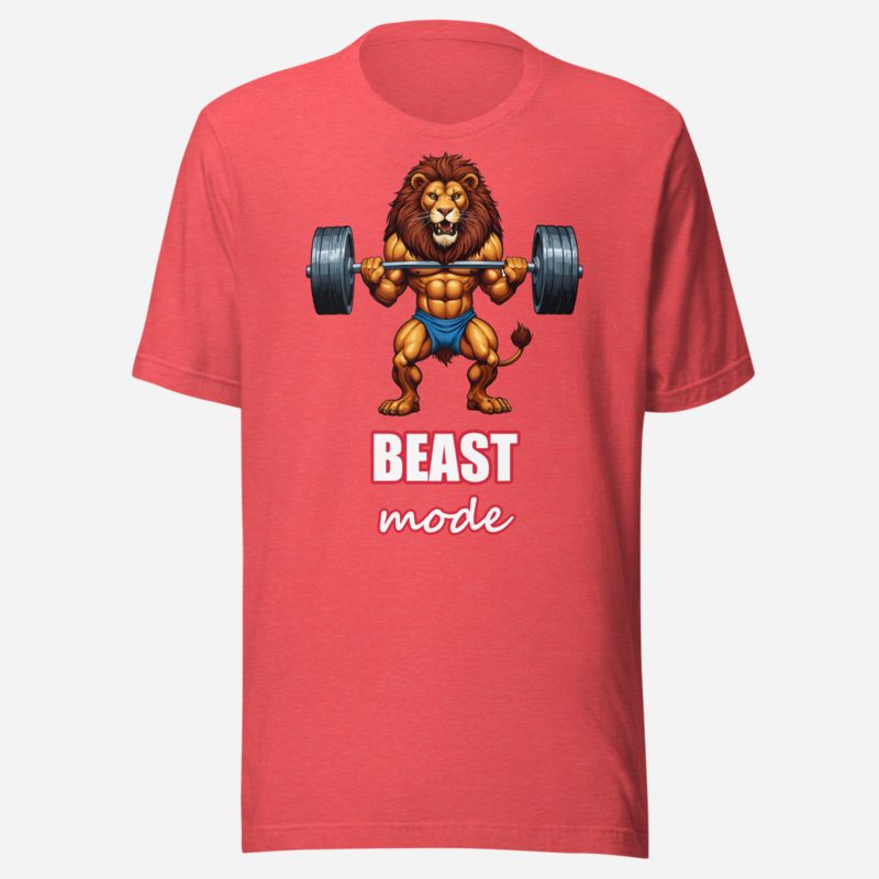 Ripped Shape Beast Mode Gym Lion Tee