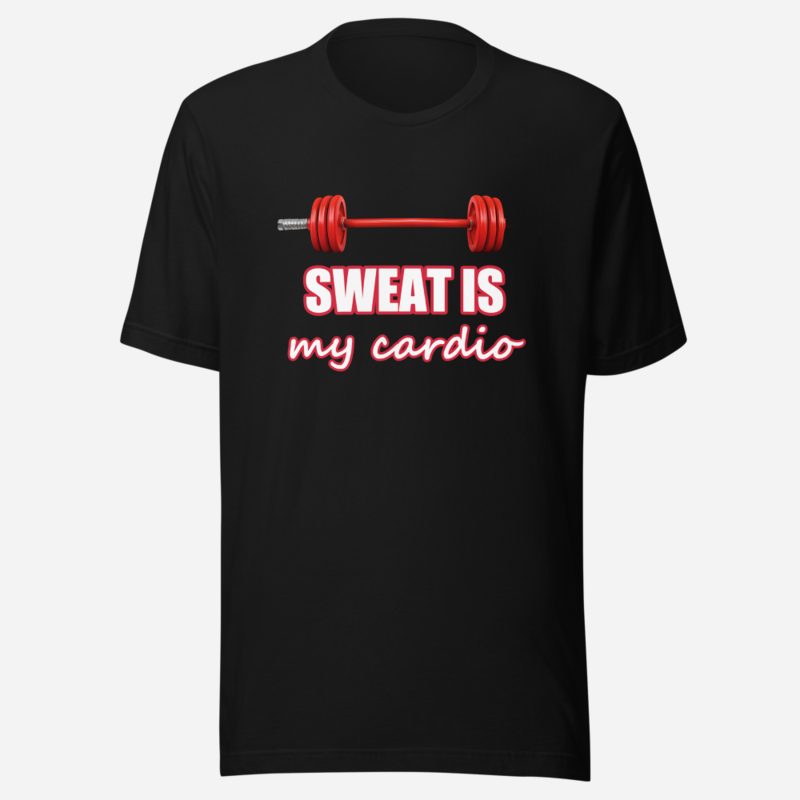 Ripped Shape Sweat Is My Cardio Heart Barbell Tee in Black