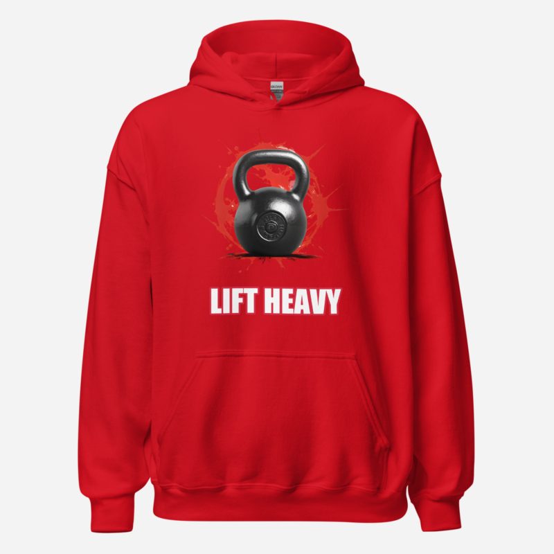 Ripped Shape Lift Heavy Kettlebell Hoodie in Red