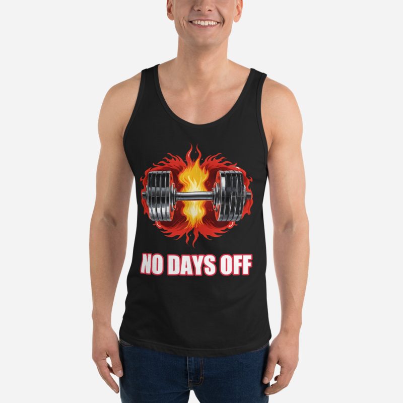 Ripped Shape No Days Off Dumbbell Fire Tank Black