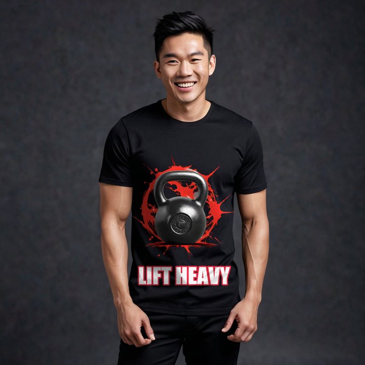 Ripped Shape Lift Heavy Kettlebell Tee in Black