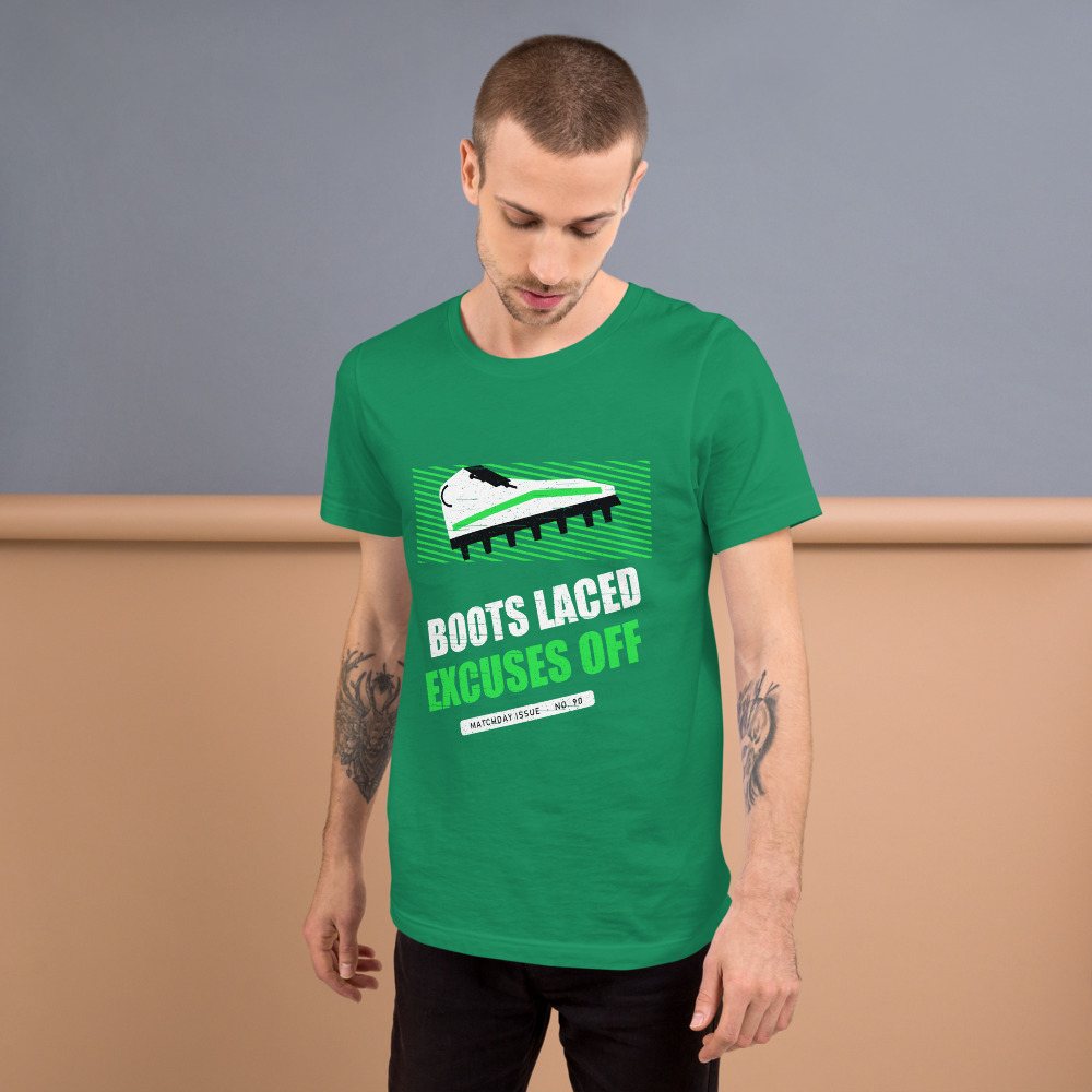 RealTimeFam Boots Laced Excuses Off Fan Zone Tee in Kelly