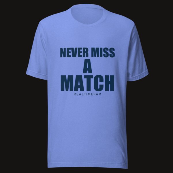 RealTimeFam Never Miss A Match Tee in Heather Columbia Blue