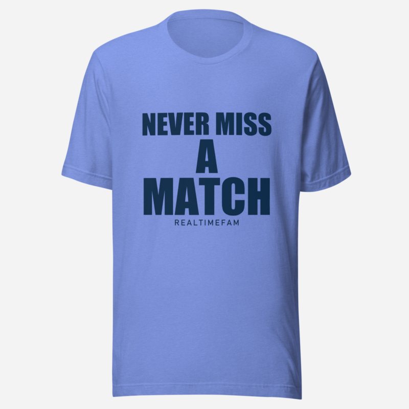 RealTimeFam Never Miss A Match Tee in Heather Columbia Blue