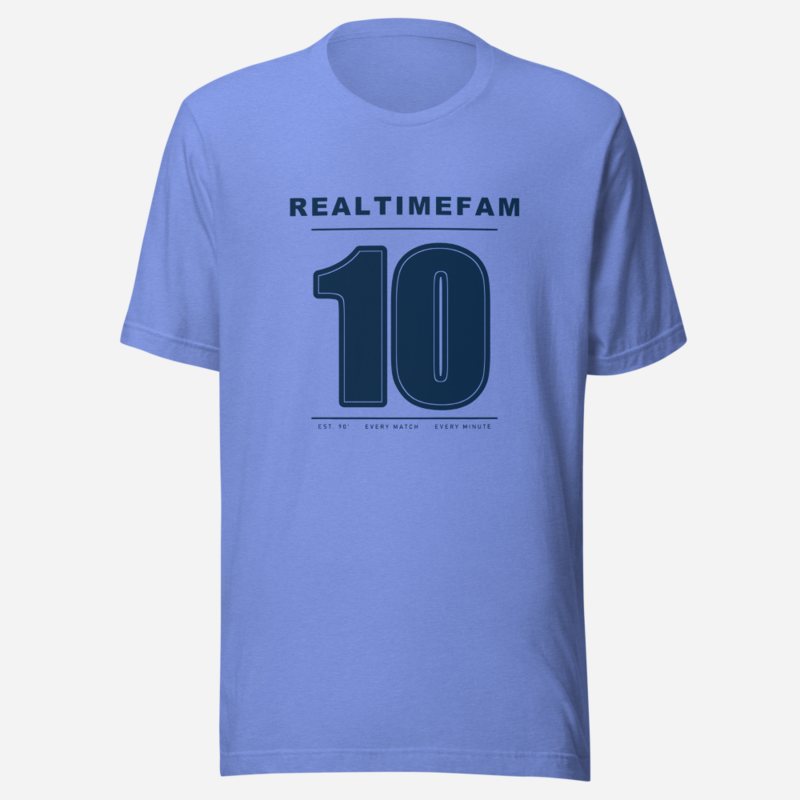 RealTimeFam Jersey Back 10 Matchday Tee Heather Columbia Blue