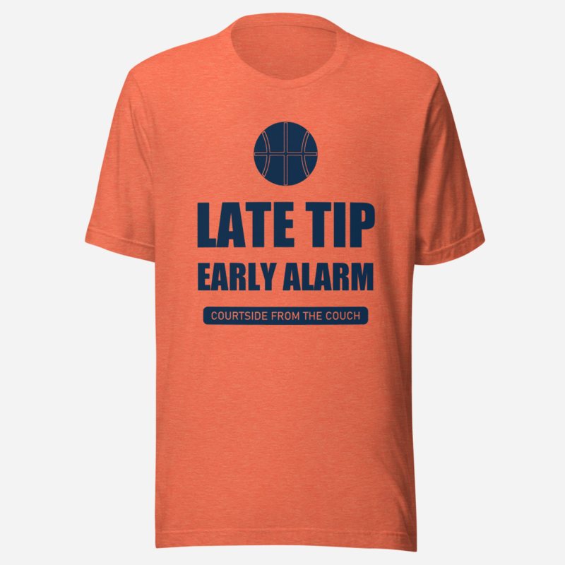 RealTimeFam Late Tip, Early Alarm Game Night Tee Heather Orange
