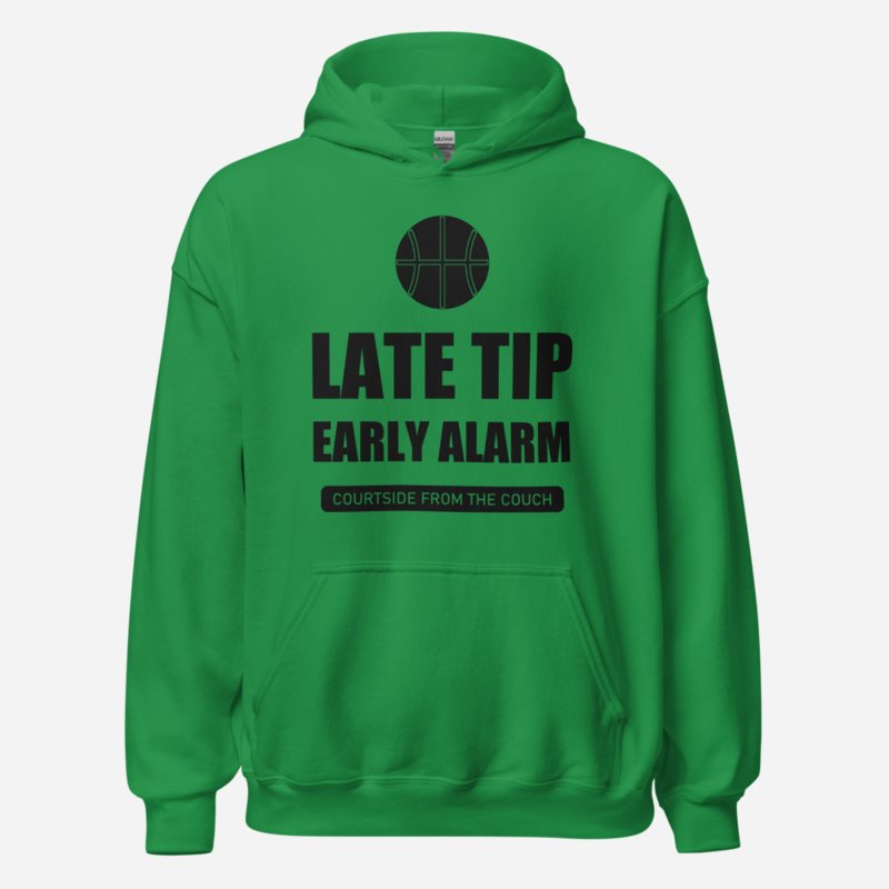 RealTimeFam Late Tip, Early Alarm Game Night Hoodie Irish Green
