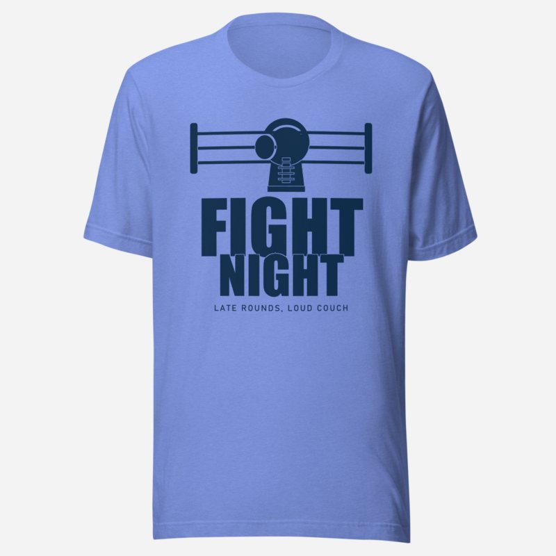 RealTimeFam Fight Night - Late Rounds, Loud Couch Game Night Tee Heather Columbia Blue