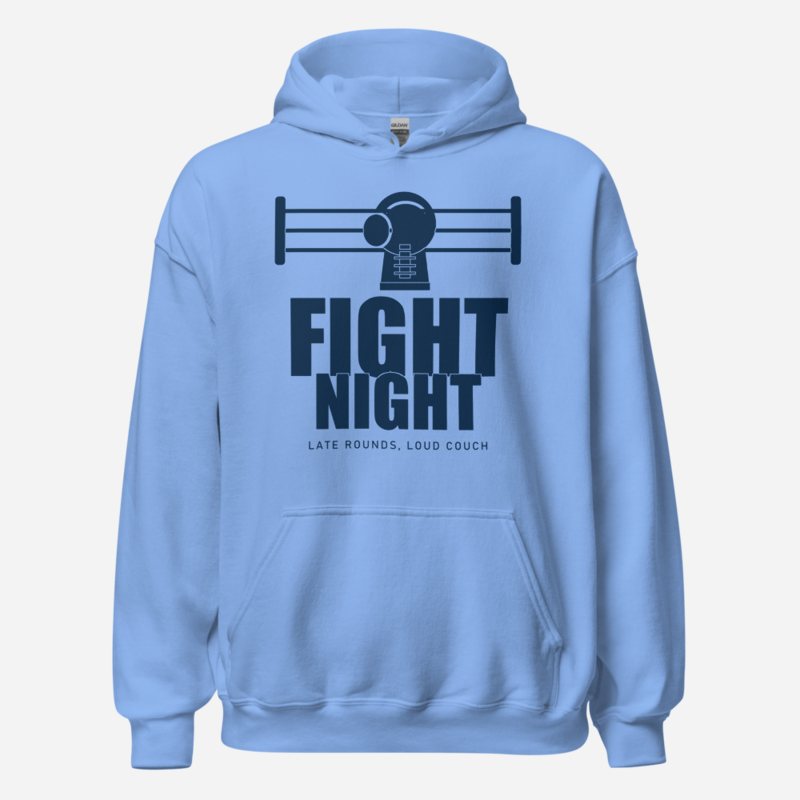 RealTimeFam Fight Night - Late Rounds, Loud Couch Game Night Hoodie Carolina Blue
