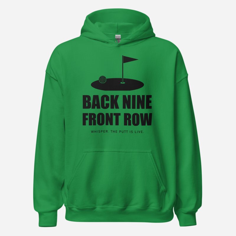 RealTimeFam Back Nine, Front Row Game Night Hoodie in Irish Green