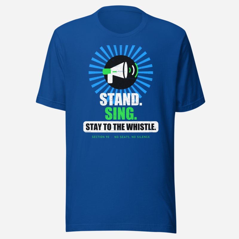 RealTimeFam Stand Sing Stay Fan Zone Tee in True Royal