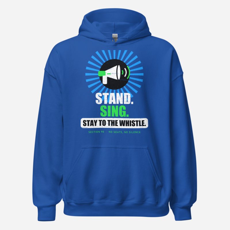 RealTimeFam Stand Sing Stay Fan Zone Hoodie in Royal