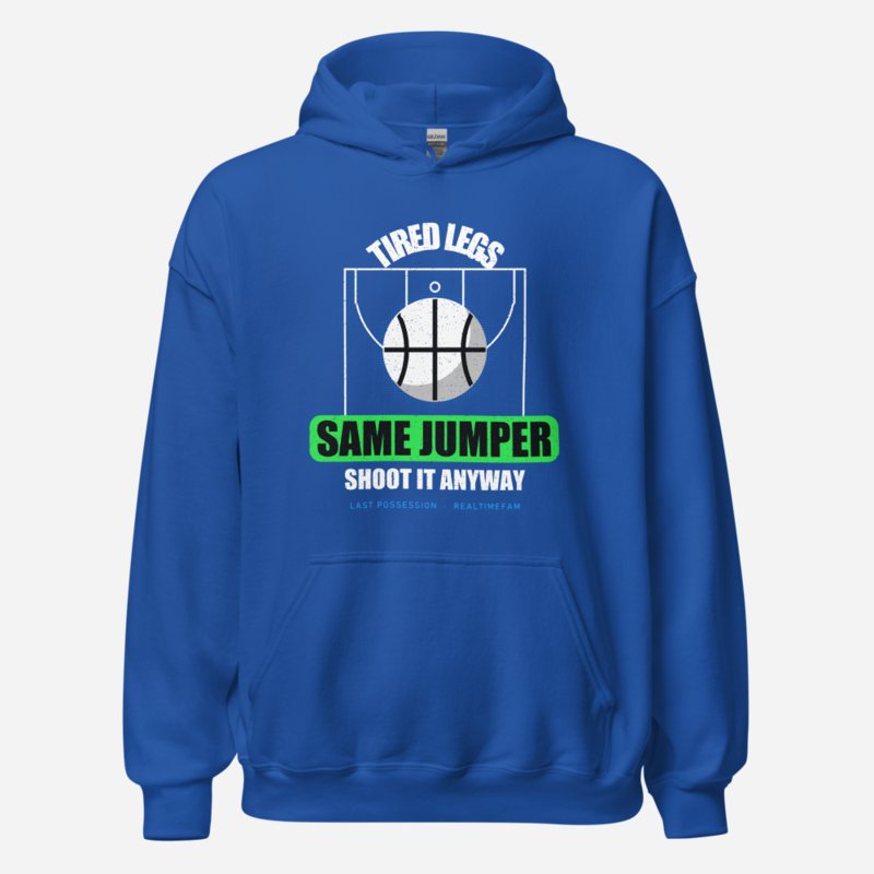 RealTimeFam Tired Legs Same Jumper Fan Zone Hoodie in Royal