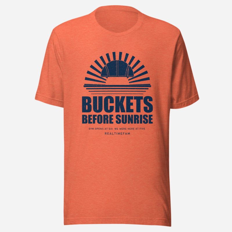 RealTimeFam Buckets Before Sunrise Fan Zone Tee in Heather Orange