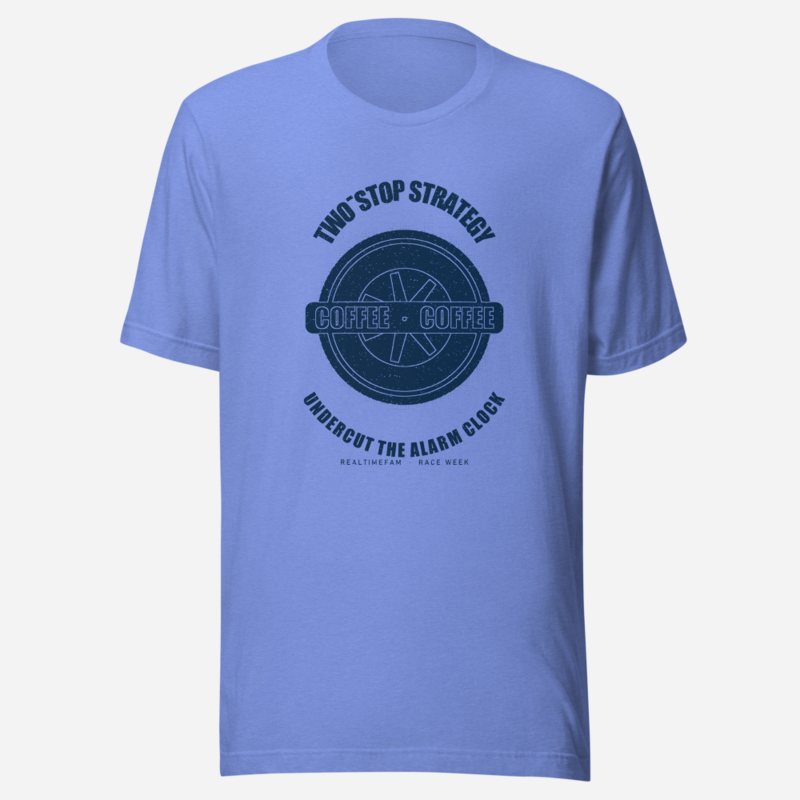 RealTimeFam Two-Stop Strategy Fan Zone Tee Heather Columbia Blue