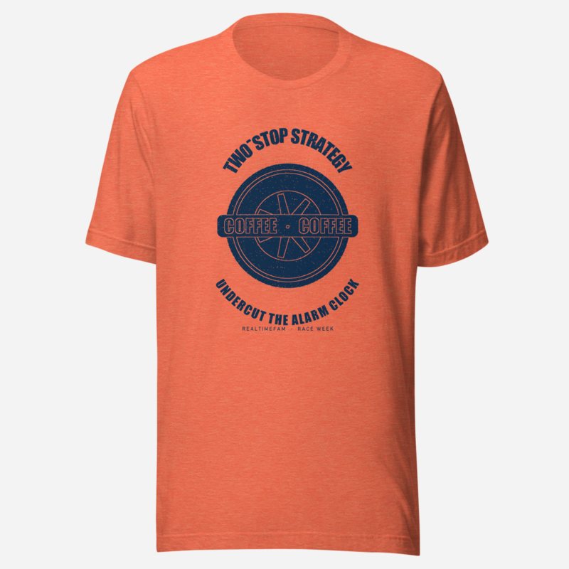 RealTimeFam Two-Stop Strategy Fan Zone Tee Heather Orange