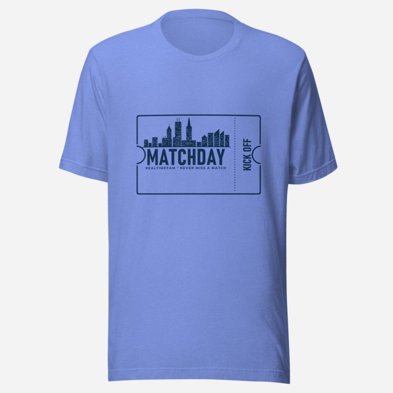 RealTimeFam Matchday Ticket Tee in Heather Columbia Blue