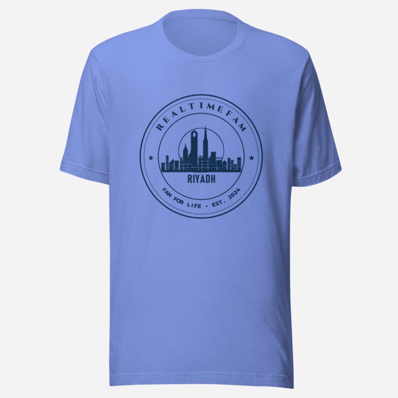 RealTimeFam Fan For Life Crest Tee Heather Columbia Blue