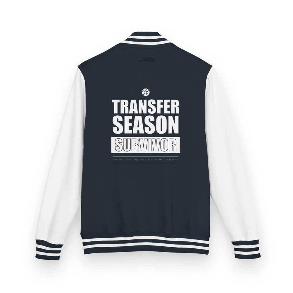 RealTimeFam Transfer Season Survivor Varsity Jacket Oxford Navy/Arctic White