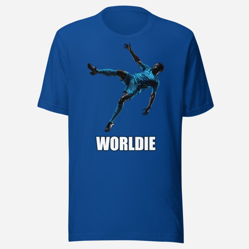 RealTimeFam Worldie Bicycle Kick Tee in True Royal
