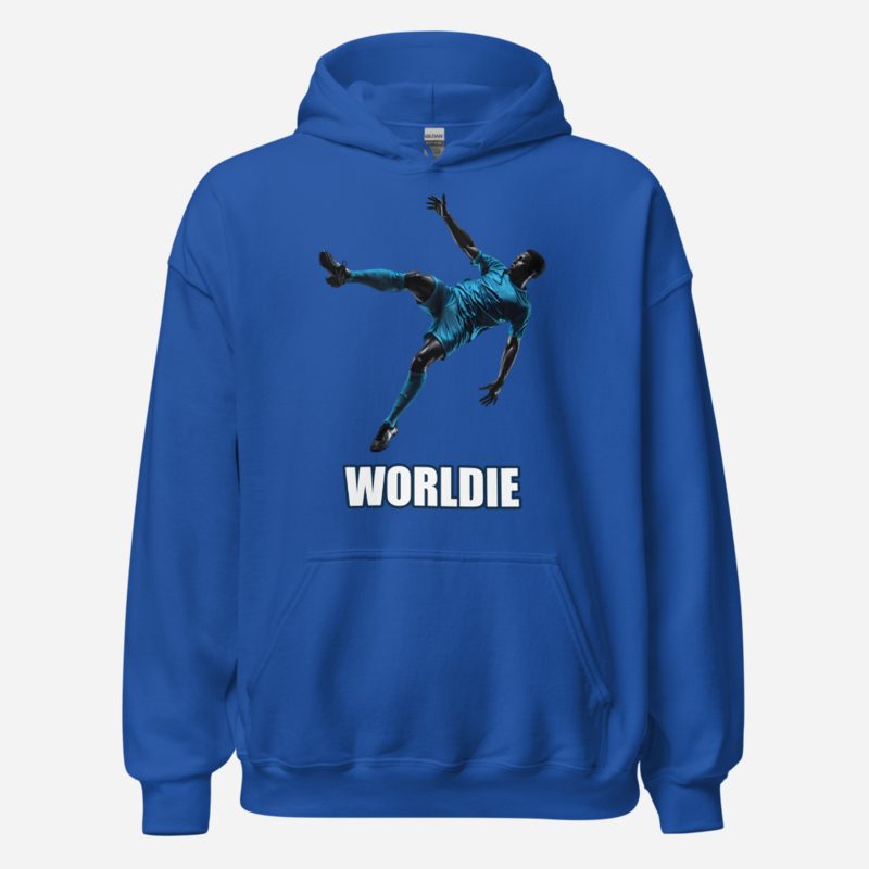 RealTimeFam Worldie Bicycle Kick Hoodie in Royal