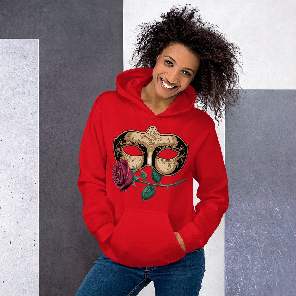 Tranquilo Salsa Mask And Rose Hoodie Front
