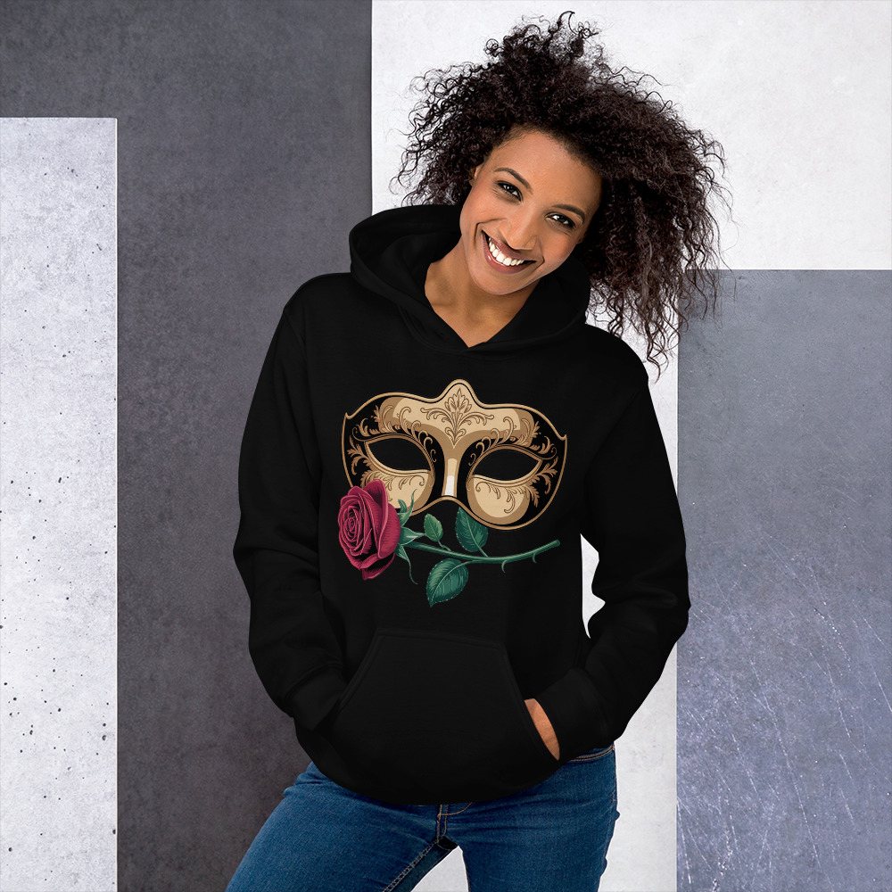 Tranquilo Salsa Mask And Rose Hoodie Front