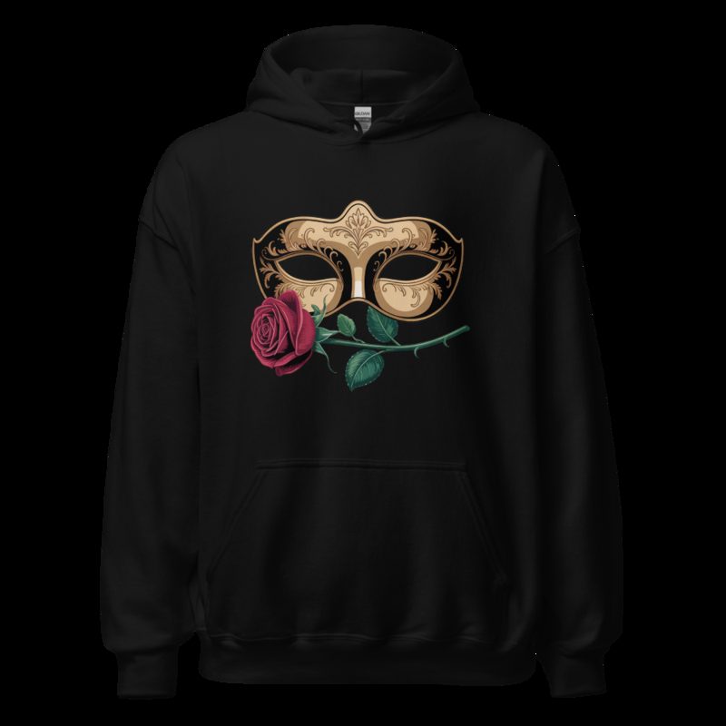 Tranquilo Salsa Mask And Rose Hoodie Black
