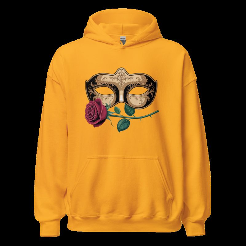 Tranquilo Salsa Mask And Rose Hoodie Gold