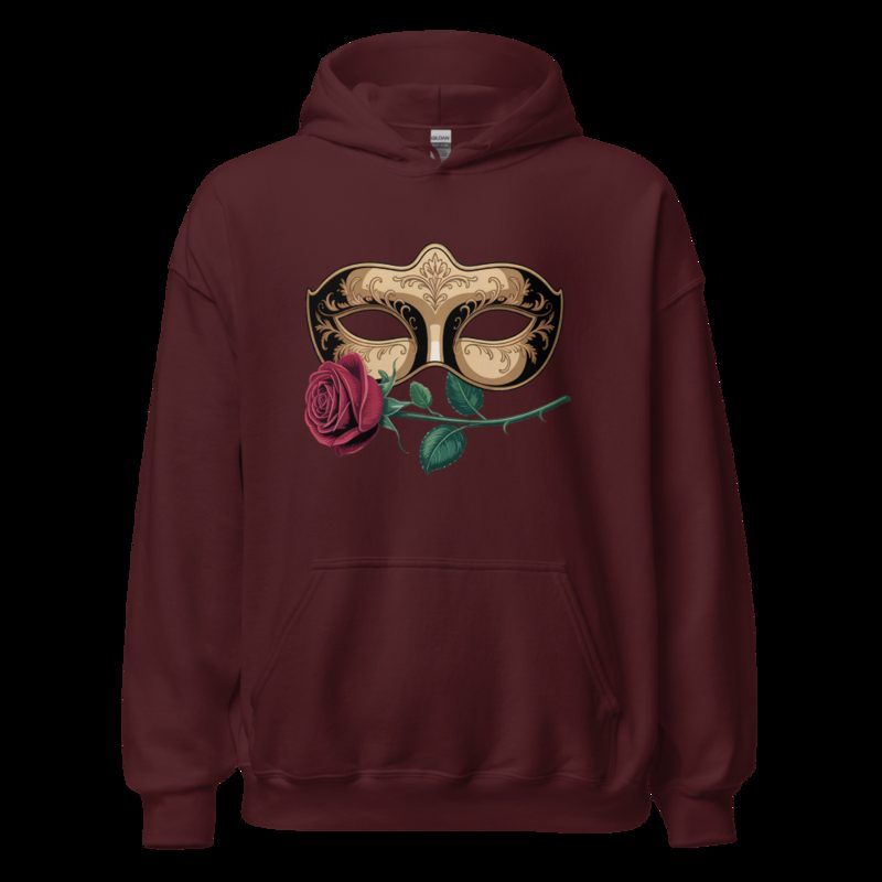 Tranquilo Salsa Mask And Rose Hoodie Maroon