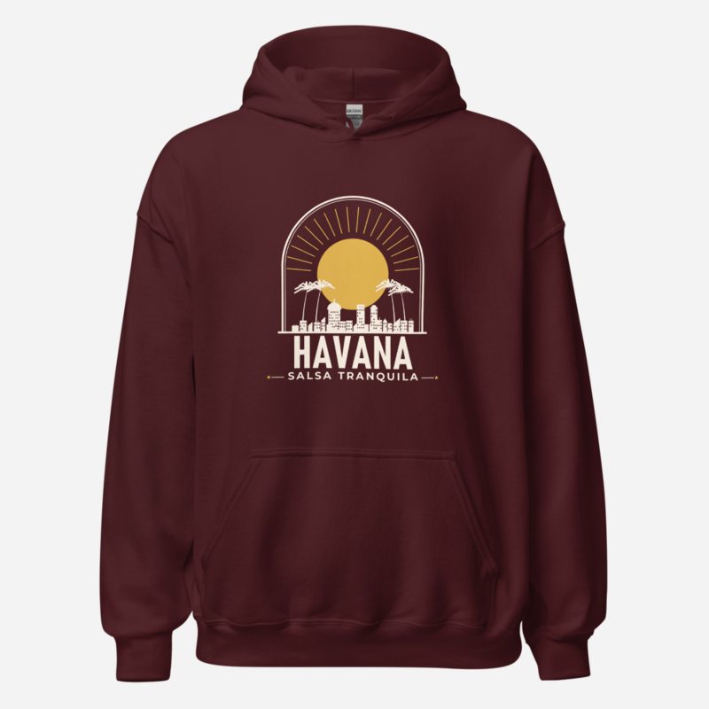 Salsa Tranquila Havana Skyline Hoodie Maroon