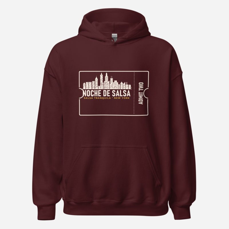 Salsa Tranquila Noche De Salsa Ticket Hoodie Maroon