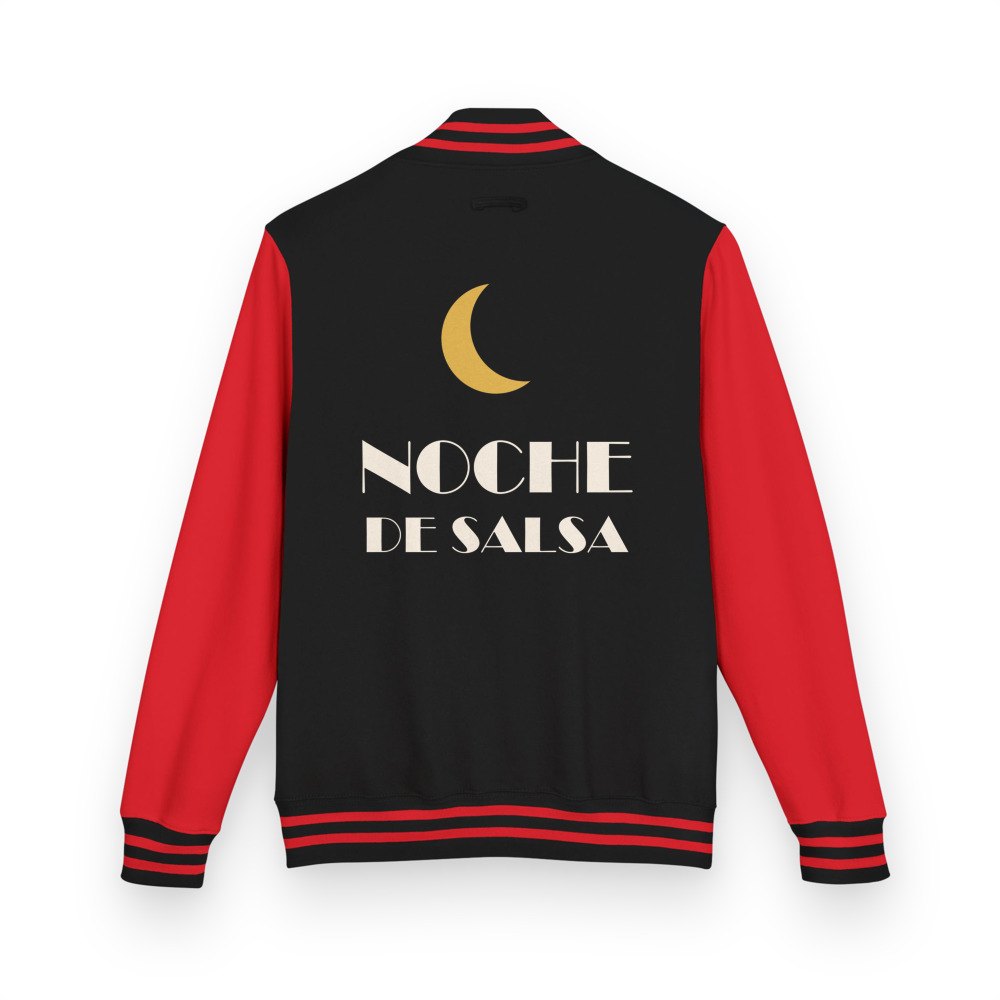 Salsa Tranquila Noche De Salsa Varsity Jacket in Jet Black/Fire Red
