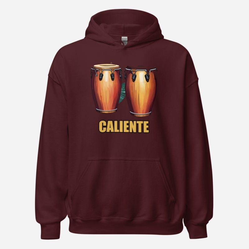 Salsa Tranquila Caliente Congas Hoodie Maroon
