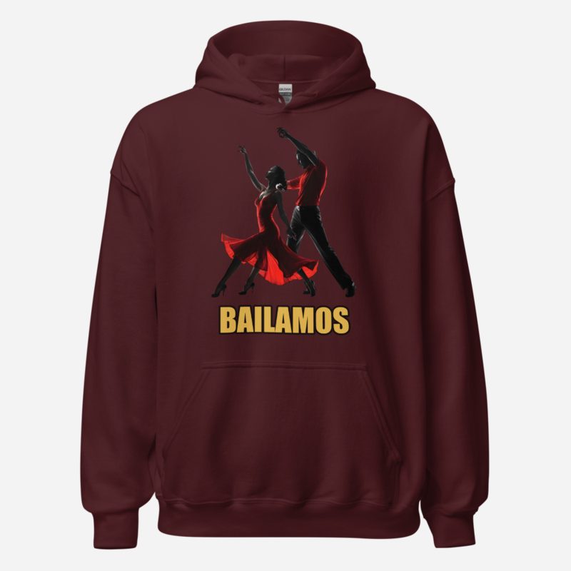 Salsa Tranquila Bailamos Dancers Hoodie Maroon