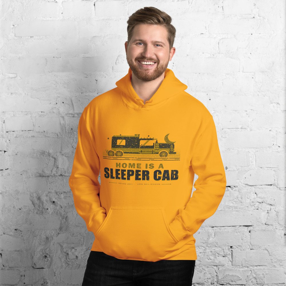 Serious Load Home Is A Sleeper Cab Freight Hoodie in Gold
